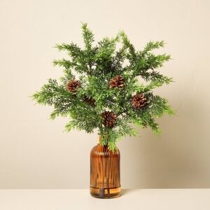Hearth And Hand 22 Cedar Pinecones Ribbed Amber Vase Arrangment Christmas Target